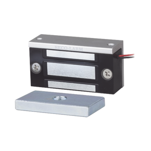 Chapa Magnética  de 36 kg (80 Lbs) / Uso en Lockers o Gabinetes / 12~24 VDC / Tamaño Miniatura 70x31x19 mm / Protección MOV / Sin Magnetismo Residual / Montaje Completo