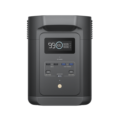Estación de Energía Portátil de 980Wh Litio LFP / 10 Puertos AC 500 W (Max. 1000W) / 2 USB-C 100W / Cargador de Coche 10A a 12.6V / Conectividad WiFi y Bluetooth (App) / Carga Solar 500W Max.