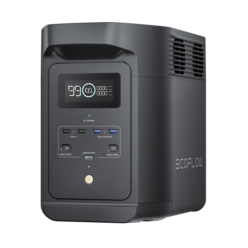 Estación de Energía Portátil de 980Wh Litio LFP / 10 Puertos AC 500 W (Max. 1000W) / 2 USB-C 100W / Cargador de Coche 10A a 12.6V / Conectividad WiFi y Bluetooth (App) / Carga Solar 500W Max.