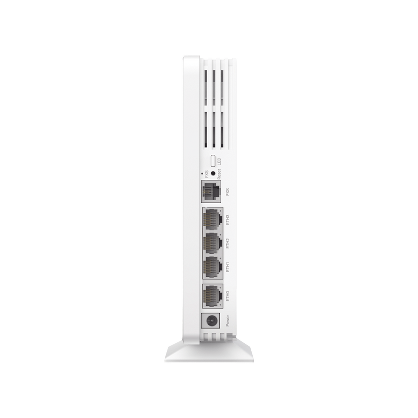 Punto de Acceso GPON Omada / WiFi 6 AX1800 / 1 puerto GPON / 1 Puerto FXS / 4 Puertos 10/100/1000 RJ45 / Wi-Fi 6 AX1800 / Mesh Omada / Configuración por Controlador o Stand-Alone / Para Montaje en Escritorio-Pared