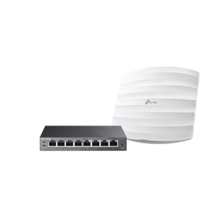 Kit de access point EAP245 y switch PoE TL-SG108PE, doble banda AC, hasta 1750 Mbps, 1 puerto Gigabit