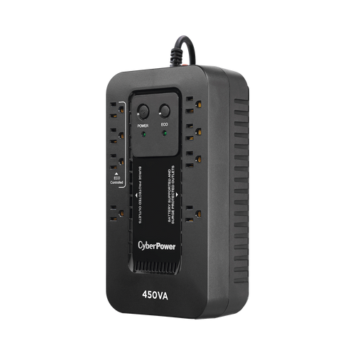 UPS de 450 VA/260 W, Topología Standby con Modo Ahorrador ECO, Entrada 120 Vca NEMA 5-15P, Con 8 Tomas NEMA 5-15R