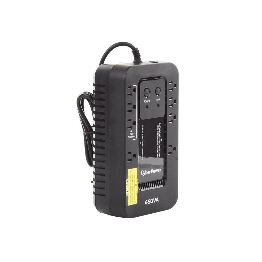 UPS de 450 VA/260 W, Topología Standby con Modo Ahorrador ECO, Entrada 120 Vca NEMA 5-15P, Con 8 Tomas NEMA 5-15R