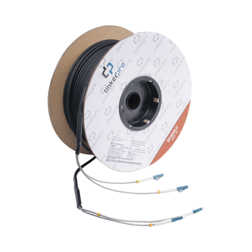 Carrete de Fibra Óptica Monomodo con Conectores LC-LC Duplex, Reforzada con Kevlar, de 100 Metros (328.08 Pies), Para Instalaciones Subterráneas por Tubería