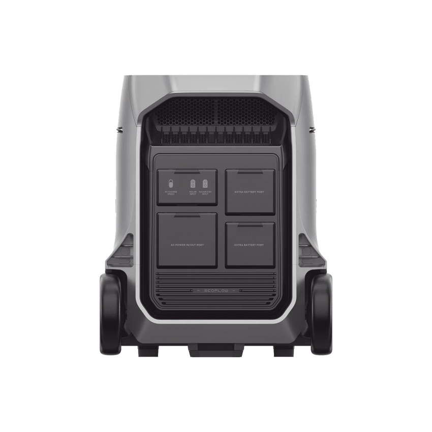 Estación de Energía Portátil DELTA PRO3 / 4096Wh Litio LFP / 5 AC 4000W (8000W Pico) / 2 USB-C 100W / Capacidad para Aumentar Respaldo / Cargador de Coche 10A a 12.6V / Conectividad WiFi y Bluetooth (App) / Carga Solar 2600W Max. (2 P
