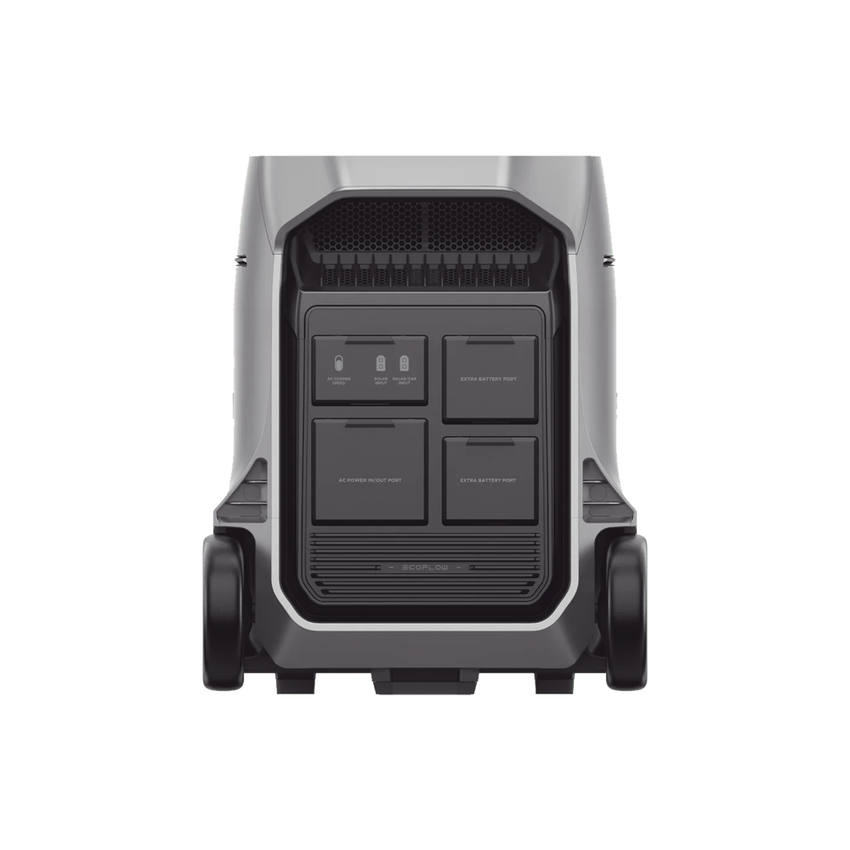 Estación de Energía Portátil DELTA PRO3 / 4096Wh Litio LFP / 5 AC 4000W (8000W Pico) / 2 USB-C 100W / Capacidad para Aumentar Respaldo / Cargador de Coche 10A a 12.6V / Conectividad WiFi y Bluetooth (App) / Carga Solar 2600W Max. (2 P