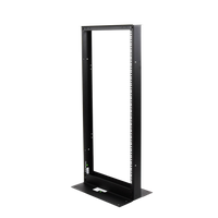 Rack de 2 Postes, Estándar 19", 24 Unidades, Fabricado en Acero, Base "L" para Anclar a Piso.