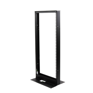 Rack de 2 Postes, Estándar 19", 24 Unidades, Fabricado en Acero, Base "L" para Anclar a Piso.