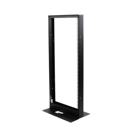 Rack de 2 Postes, Estándar 19", 24 Unidades, Fabricado en Acero, Base "L" para Anclar a Piso.