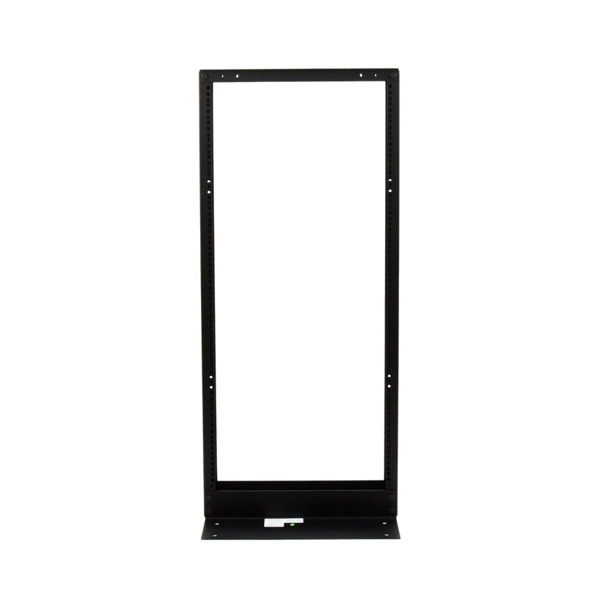 Rack de 2 Postes, Estándar 19", 24 Unidades, Fabricado en Acero, Base "L" para Anclar a Piso.