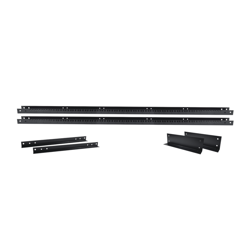 Rack de 2 Postes, Estándar 19", 45 Unidades, Fabricado en Acero, Base "L" para Anclar a Piso.