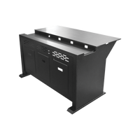 Escritorio Estación Mobiliaria Profesional de Monitoreo y Control / Videovigilancia / Acceso / Alarmas / Etc... / Metal Negro y Madera Tono Oscuro