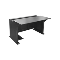 Escritorio Estación Mobiliaria Profesional de Monitoreo y Control / Videovigilancia / Acceso / Alarmas / Etc... / Metal Negro y Madera Tono Oscuro