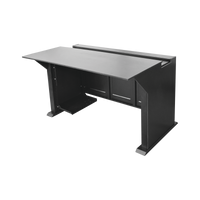 Escritorio Estación Mobiliaria Profesional de Monitoreo y Control / Videovigilancia / Acceso / Alarmas / Etc... / Metal Negro y Madera Tono Oscuro