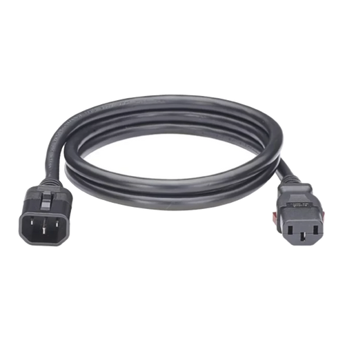 Cable de Alimentación Eléctrica Con Bloqueo de Seguridad, de IEC C14 a IEC C13, 1.2 Metros de Largo, Color Negro, 1 Pieza