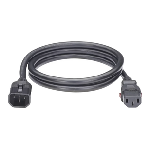 Cable de Alimentación Eléctrica Con Bloqueo de Seguridad, de IEC C14 a IEC C13, 1.2 Metros de Largo, Color Negro, 1 Pieza