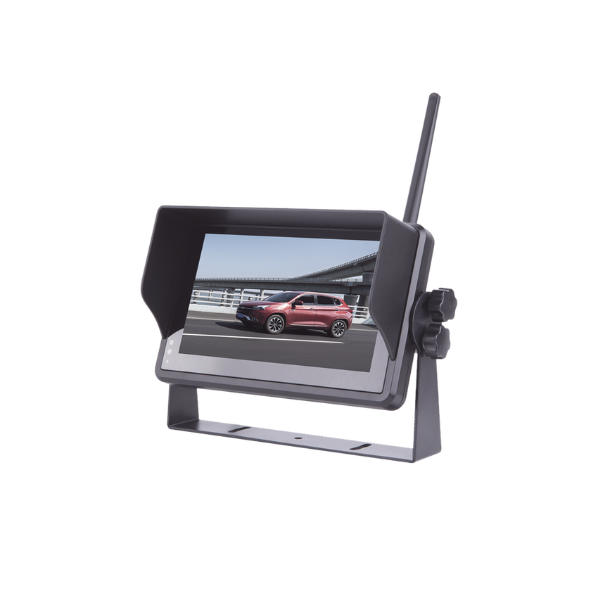 Sistema Profesional Inalámbrico de Cámara de Reversa Infrarroja y Monitor Touch de 7" para Vehículos de Trabajo y Montacargas