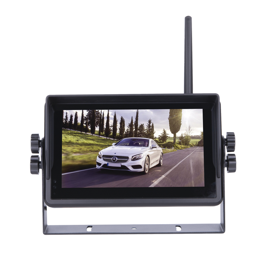Sistema Profesional Inalámbrico de Cámara de Reversa Infrarroja y Monitor Touch de 7" para Vehículos de Trabajo y Montacargas