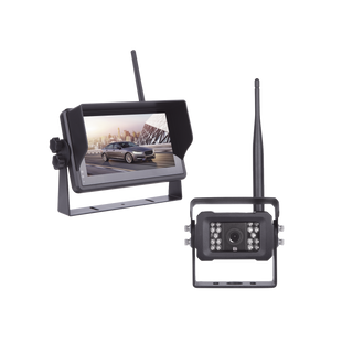 Sistema Profesional Inalámbrico de Cámara de Reversa Infrarroja y Monitor Touch de 7" para Vehículos de Trabajo y Montacargas