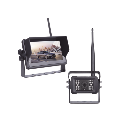 Sistema Profesional Inalámbrico de Cámara de Reversa Infrarroja y Monitor Touch de 7" para Vehículos de Trabajo y Montacargas