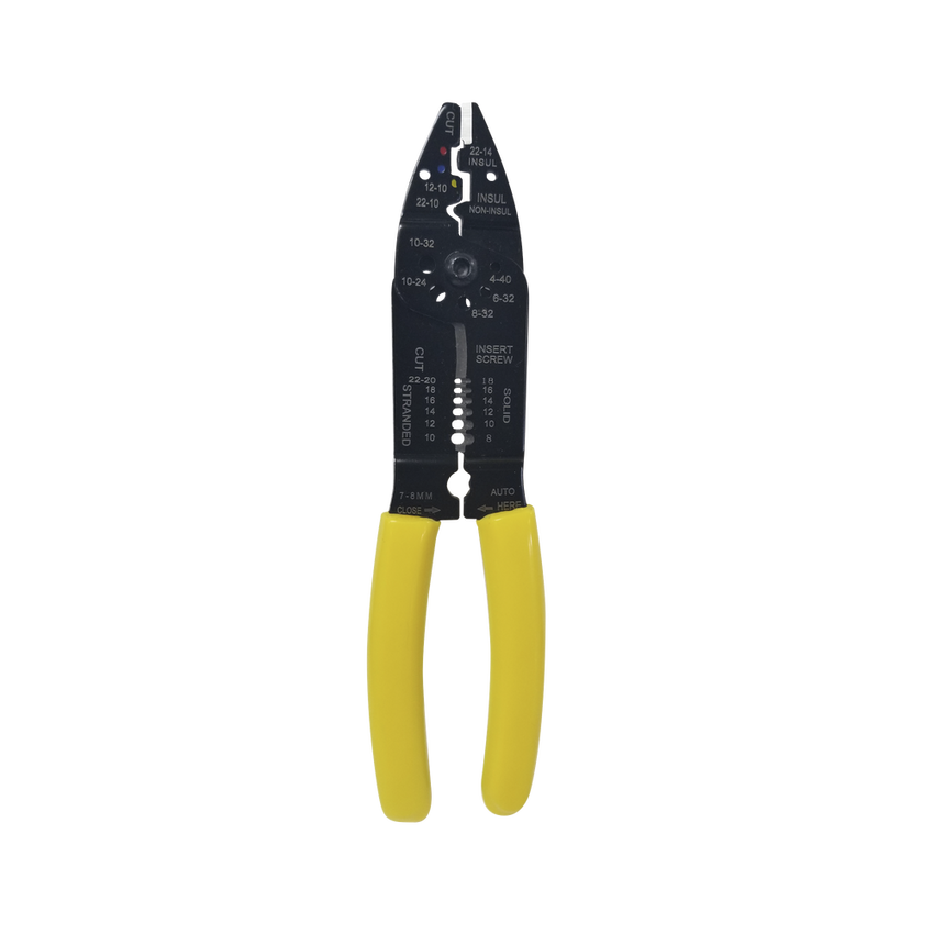 Pinza Cortacables / Pelacables 10 a 22 AWG con Plegador de Conectores.