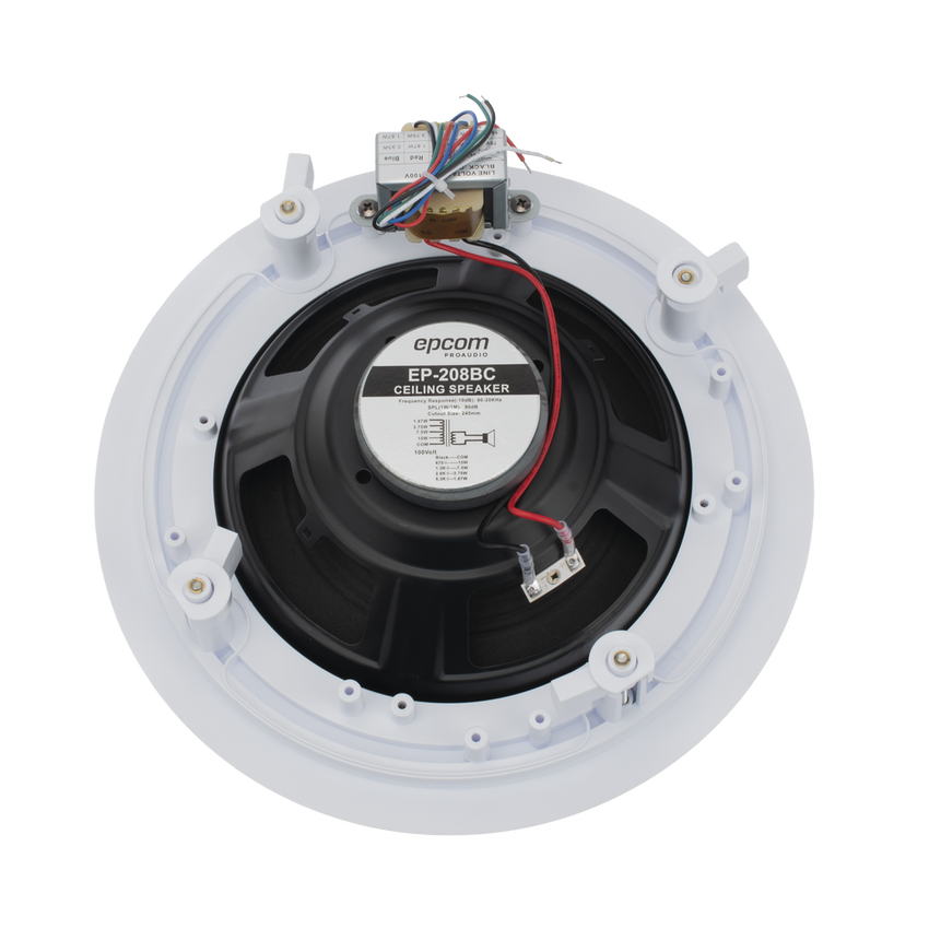 Altavoz de Techo | 8" | 1.87w - 15w | 70/100v | Material ABS | Rejilla Metálica