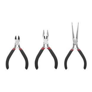 Juego de 3 Mini Pinzas de Corte de 5". Incluye: Pinza de Punta Redonda, Diagonal y Punta de Aguja.