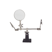 Soporte con lupa y dos brazos con clip. Ideal para trabajos de soldadura.