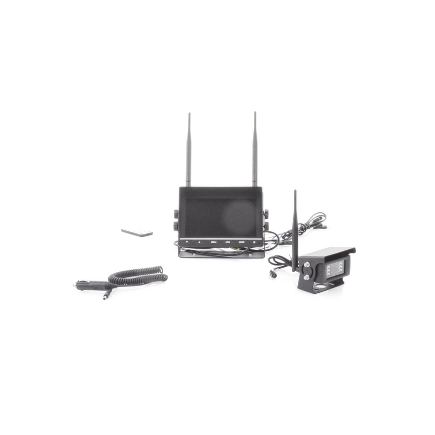 Sistema Profesional Inalámbrico de Cámara de Reversa Infrarroja y Monitor de 7" para Vehículos de Trabajo y Montacargas