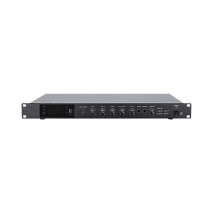 Amplificador de Audio | 1 canal | 350 W | Sistema 100V y Baja Impedancia | 4 Entradas de Micrófono Balanceadas | Bluetooth | USB | SD | FM | Montaje en Rack