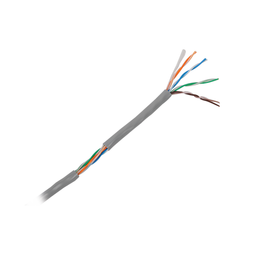 Bobina de Cable de 305 Metros (1000 Pies) Cat5e, Aleación de Cobre y Aluminio (CCA), Color Gris, Uso Interior