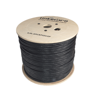 Bobina de Cable Siamés Cat5e CCA + 2 Cables Gruesos (16 AWG) para Alimentar Cámaras Más Lejos / 305 Metros (1000 Pies) / Instalación en Exterior / Uso Industrial para Climas Extremos