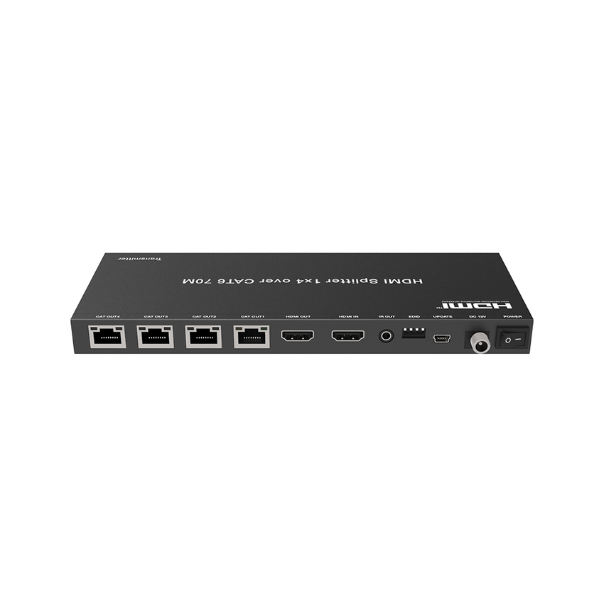 Splitter HDMI 1x4 | Extensor HDMI | 4K@30Hz 40m | 1080p@60Hz 70m | Función PoC |  4:4:4