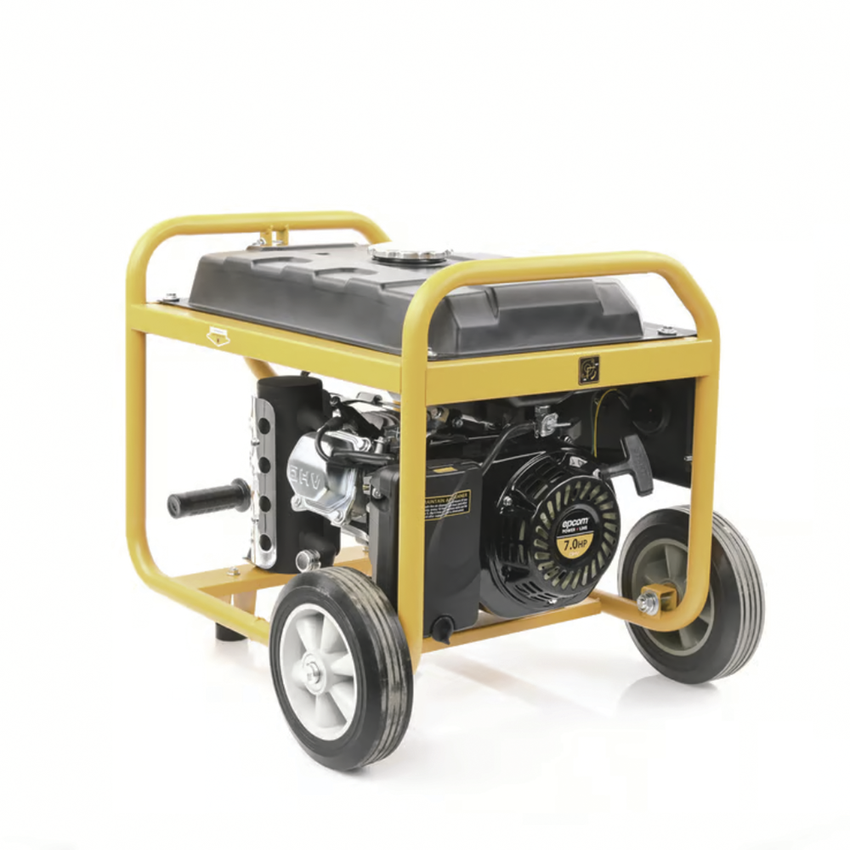 Generador a Gasolina / Planta de Emergencia 3kW (7HP), 110Vca, Encendido de Jalón, Jaula con Ruedas para Fácil Traslado