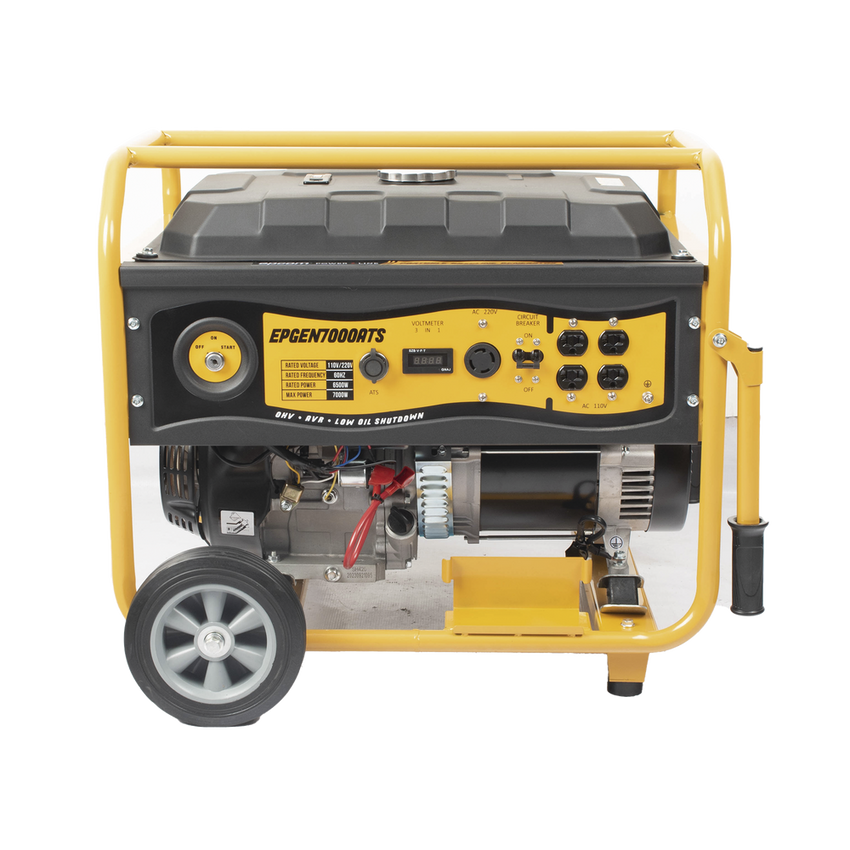 Generador a Gasolina / Planta de Emergencia con Encendido Automático, 6.5KW, 220Vac 2 Fases, Jaula con Ruedas para Fácil Traslado