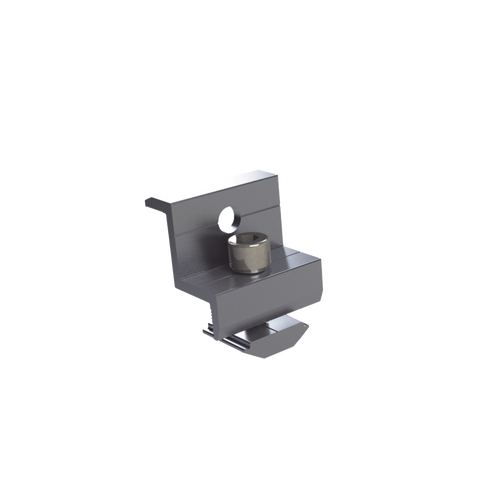 Sujetador final 30 mm y 35 mm para montaje de paneles solares en riel 5 y 8