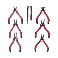 Juego de Herramientas con 6 Pinzas Eléctricas de 4.5" + 2 Desarmadores de Precisión (Plano y Cruz).