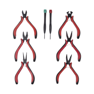 Juego de Herramientas con 6 Pinzas Eléctricas de 4.5" + 2 Desarmadores de Precisión (Plano y Cruz).