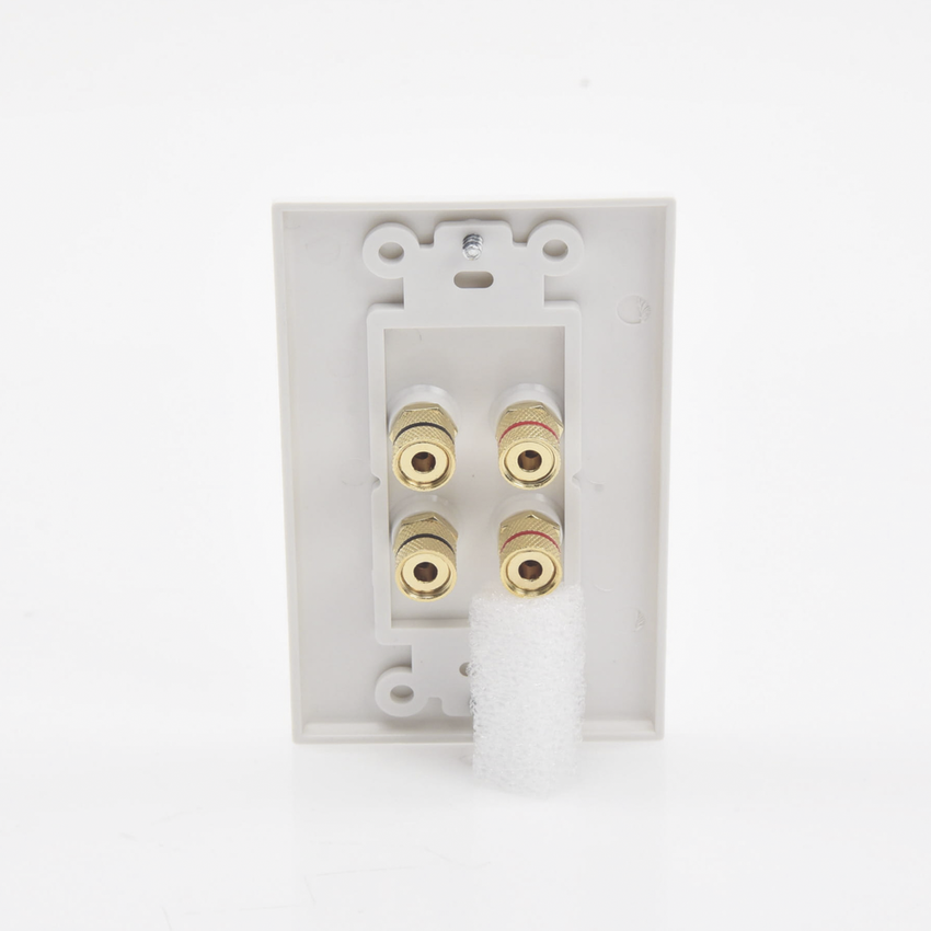 Placa de Pared | Postes de Unión Tipo Banana | Conexión para 2 Altavoces | Fácil Instalación | Conectores Chapados en Oro