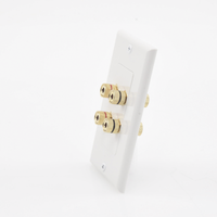 Placa de Pared | Postes de Unión Tipo Banana | Conexión para 2 Altavoces | Fácil Instalación | Conectores Chapados en Oro