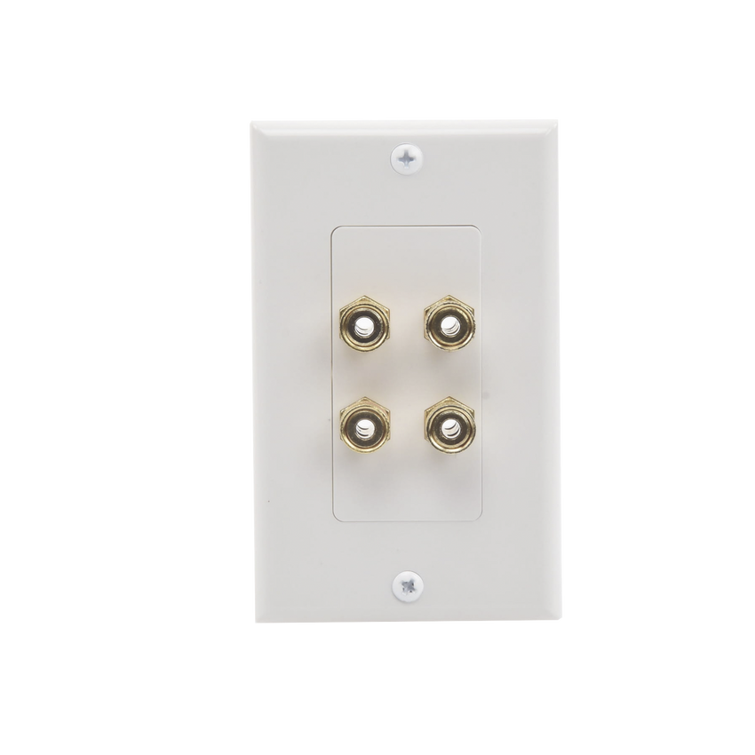 Placa de Pared | Postes de Unión Tipo Banana | Conexión para 2 Altavoces | Fácil Instalación | Conectores Chapados en Oro