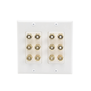 Placa de Pared | Postes de Unión Tipo Banana | Conexión para 6 Altavoces | Fácil Instalación | Conectores Chapados en Oro