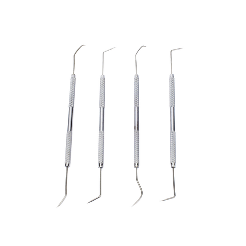 Juego de 4 herramientas con ganchos de apoyo para soldar.