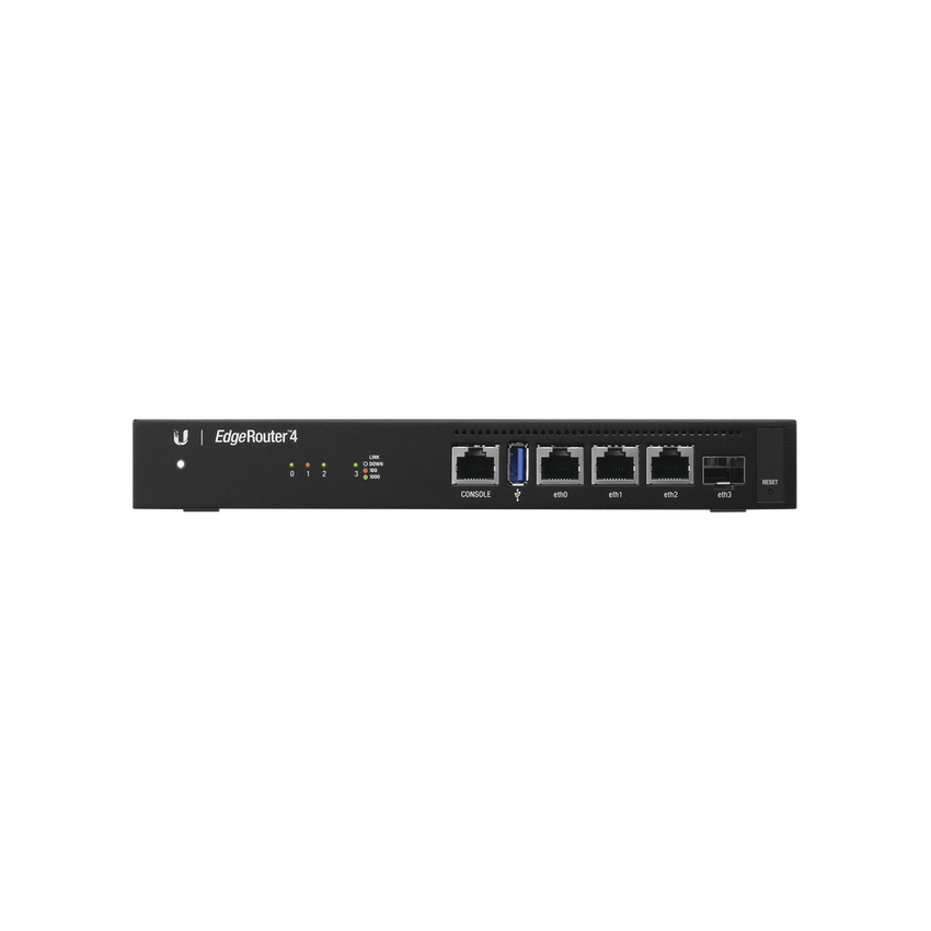 EdgeRouter 4, con 3 puertos 10/100/1000 Mbps + 1 puerto SFP, con funciones avanzadas de ruteo