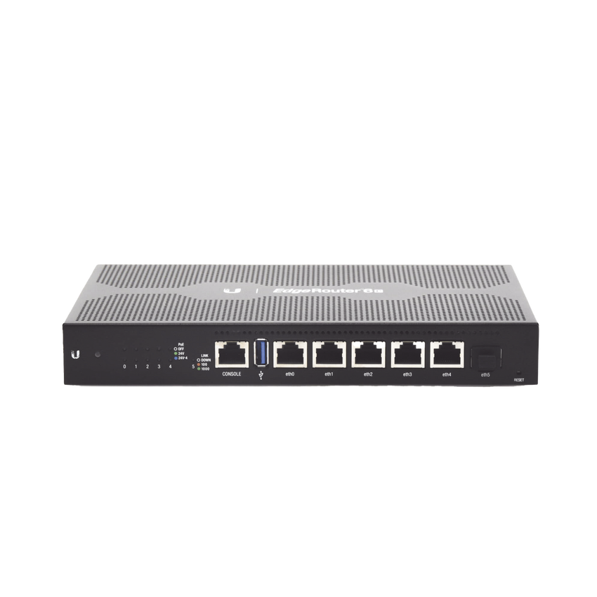 EdgeRouter 6 PoE pasivo 24 V, con 5 puertos 10/100/1000 Mbps + 1 puerto SFP, con funciones avanzadas de ruteo