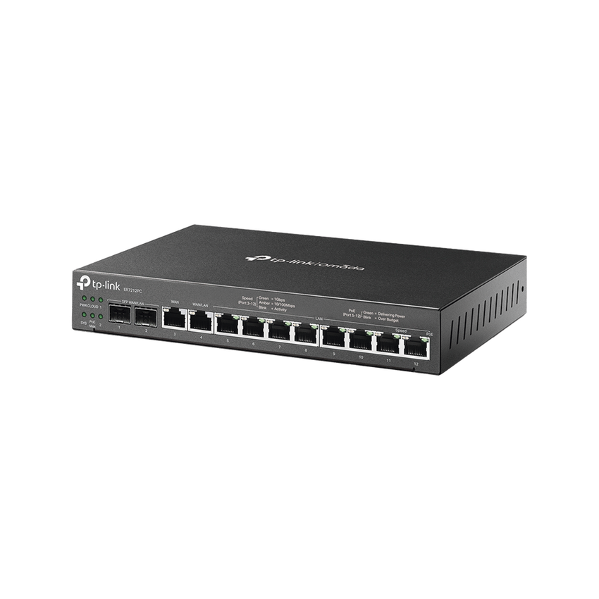 Router Omada VPN / SDN Multi-WAN 1G / Switch con PoE y Controlador  / 2 puerto WAN/LAN SFP 1G / 1 Puerto RJ45 WAN / 1 Puerto WAN/LAN RJ45 / 8 Puertos PoE+ LAN RJ45 /  24,980 Sesiones Concurrentes