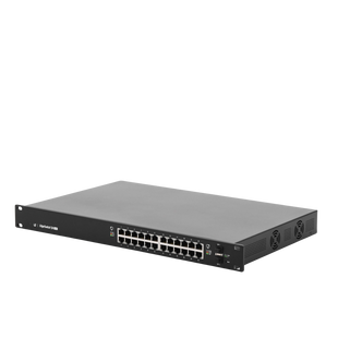 Switch EdgeMAX administrable de 24 puertos Gigabit con PoE+/PoE Pasivo 24V + 2 Puertos SFP, 250 W