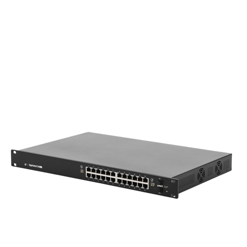 Switch EdgeMAX administrable de 24 puertos Gigabit con PoE+/PoE Pasivo 24V + 2 Puertos SFP, 250 W