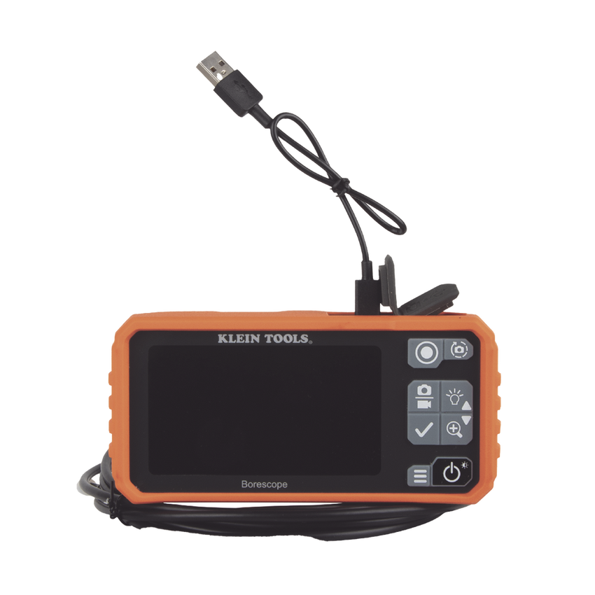 Cámara Boroscopio de Inspección 5.5mm 720p USB-C,  LCD 4.3" Color, Cuello de Cisne Nylon de 10' (3m) con Imán, Espejo, 6 LED´s. Batería Io-Li Recargable. Ideal en Electricidad, HVAC, Plomería y Aviación