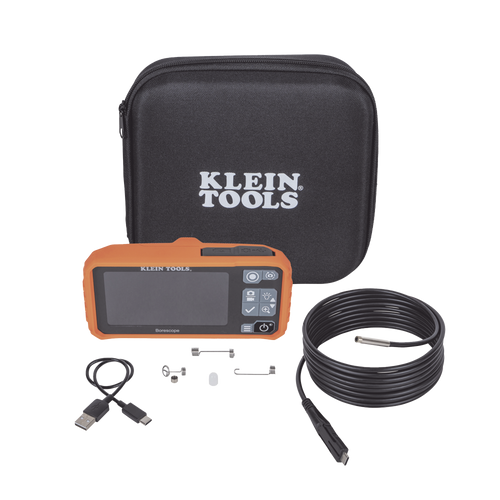 Cámara Boroscopio de Inspección 5.5mm 720p USB-C,  LCD 4.3" Color, Cuello de Cisne Nylon de 10' (3m) con Imán, Espejo, 6 LED´s. Batería Io-Li Recargable. Ideal en Electricidad, HVAC, Plomería y Aviación